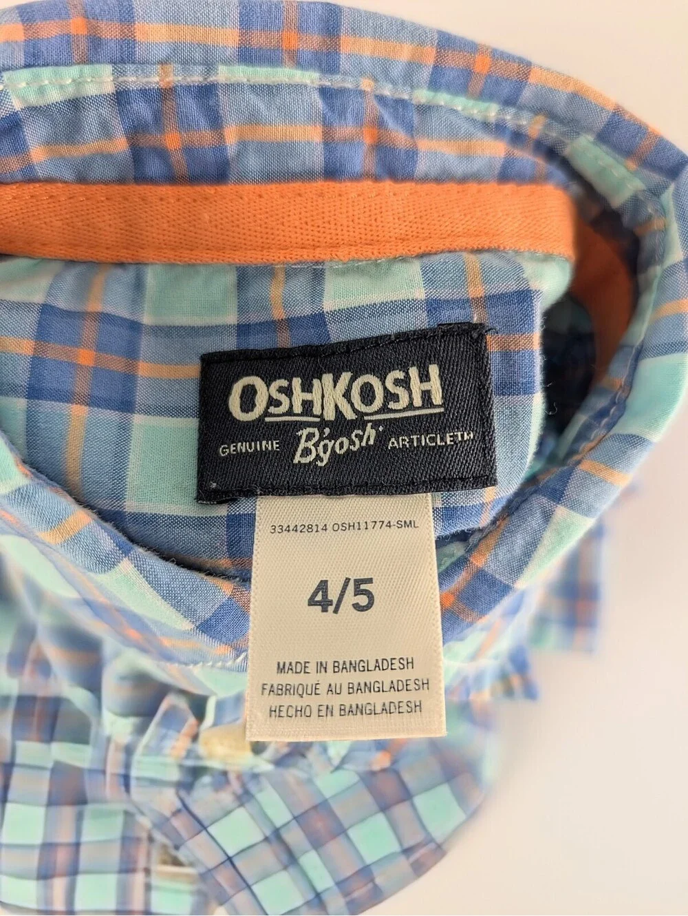OshKosh B'gosh Boys Plaid Button Down Shirt (Size: 4/5)